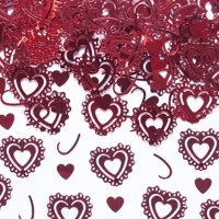 Confettis de corações vermelhos com renda de 15 g