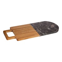 Tábua de cortar 38 x 18 cm madeira e mármore preto