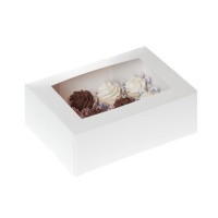 Caixa branca para 12 mini cupcakes de 22,9 x 16,5 x 9 cm - House of Marie - 2 unidades