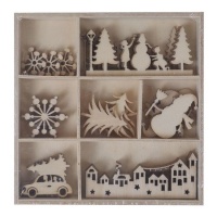 Figuras de madeira recortadas da aldeia de Natal - decoração Artis - 35 unid.