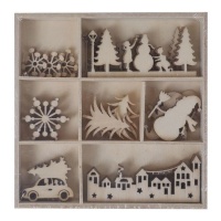 Bonecos de madeira recortados da aldeia de Natal - decoração Artis - 35 unid.