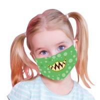 Máscara de higiene Monster reutilizável com 2 filtros 7-12 anos