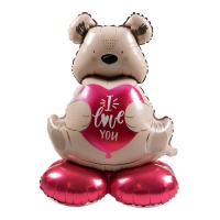 Urso I Love You Balão com base 66 cm