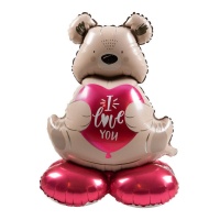 Balão Urso I Love You com base de 66 cm