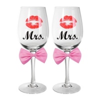 Copos de vinho de vidro Mrs e Mrs - 2 unidades