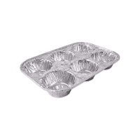 Forma de alumínio descartável para cupcakes 25,5 x 17 x 3,6 cm - 2 unidades de 6 cavidades