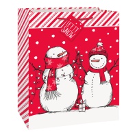 Saco de presentes de boneco de neve de 26,5 x 14 x 33 cm - 1 unidade