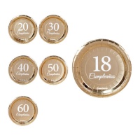 Pratos redondos de 18 cm da coleção Gold - 6 peças