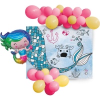 Kit de balões e cartazes para sereias - 31 peças