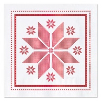 Guardanapos de Natal brancos bordados a vermelho 12,5 x 12,5 cm - 30 unidades