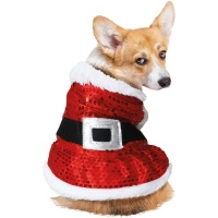 Fato de Pai Natal para cão com lantejoulas