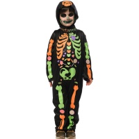 Fato de esqueleto com rebuçados coloridos para crianças