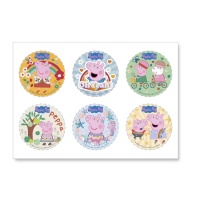 Peppa Pig fun comestível mini discos de bolacha comestível 6cm - 6 unid.