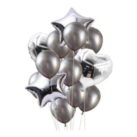 Bouquet de mistura de balões de prata - Monkey Business - 14 unidades