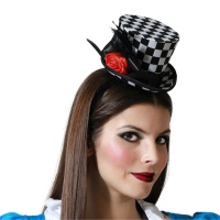 Mini chapéu chapeleiro louco bandolete com flor