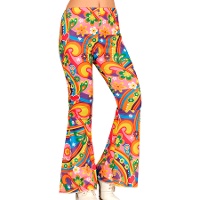 Calça Hippie dos anos 60 com flores para mulher