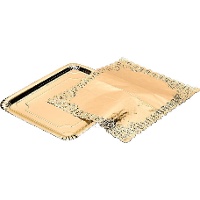 Bandeja de 38 x 31 rectangular de cartão com blondas douradas