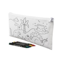 Estojo de Dinossauros com lápis de cera coloridos