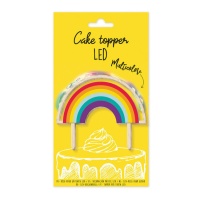 Topo de bolo em madeira com luzes led arco-íris - Scrapcooking