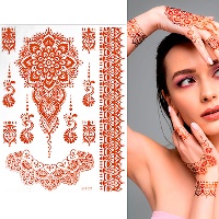 Tatuagens temporárias estilo henna para mãos - 6 unidades