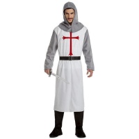 Traje Templário Branco de Cavaleiro Templário para homens