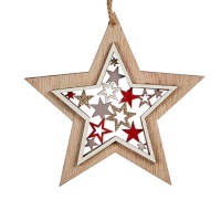 Pendente estrela de Natal em madeira de 13 cm