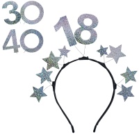 Tiara com números e estrelas de aniversário - 1 unidade