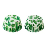 Cápsulas para cupcakes de folhas tropicais - 36 unidades