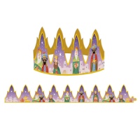 Coroas para o bolo de reis com desenho dos três reis magos - Dekora - 100 unidades