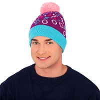 Gorro dos anos 80 azul e rosa