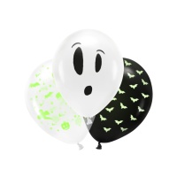 Balões de látex fluorescentes de Halloween 27 cm - PartyDeco - 3 unid.
