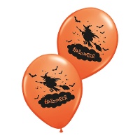 Balões de Látex de Bruxa de Halloween laranja de 30 cm - 6 unidades
