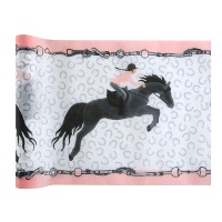 Caminho de mesa de 30 cm com cavalo rosa - 5 m
