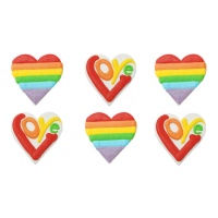 Figuras de açúcar com amor e arco-íris 4 cm - Decorar - 6 unidades