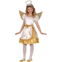 Fantasia de anjo dourado e branco infantil