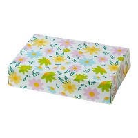 Caixa de 23,5 x 16 x 5 cm com flores coloridas