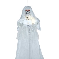 Pendente noiva esqueleto branco de 90 cm com luz e som