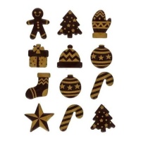 Figuras de chocolate dourado de Natal belga - 12 unid.