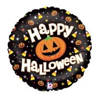 Balão abóbora redondo Happy Halloween 46 cm - Grabo