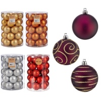 Bolas de Natal com purpurina 6 cm - 30 pcs.