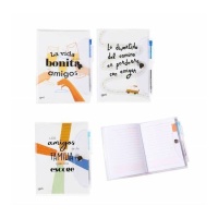 Caderno com frases de amizade com biros variados - 1 unid.