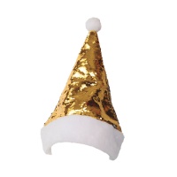 Gorro de Pai Natal com lantejoulas douradas de 62 cm