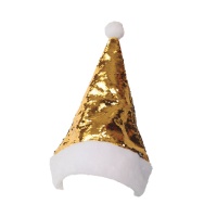 Chapéu de Pai Natal com lantejoulas douradas de 62 cm