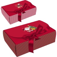 Caixa presente de Papai Noel com laço - 1 unidade