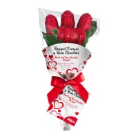 Bouquet de rosas com um coração de chocolate - 30 gramas