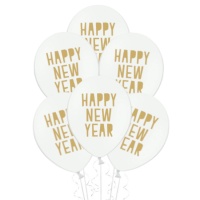 Balões de Ano Novo de Látex Branco 30 cm - PartyDeco - 50 pcs.