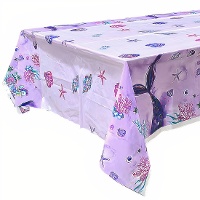 Toalha de Mesa Sereia Kawaii lilás 2,74 x 1,32 m