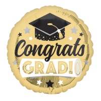 Congrats grad! Balão dourado redondo de 43 cm - Anagrama
