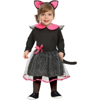 Fato de gatinho preto e rosa para bebé