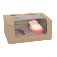 Caixa para 2 cupcakes cor kraft - 3 unidades